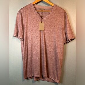 NWT John Varvatos Wooster V-Neck T-shirt in mercerized linen. Purple/Lilac Color